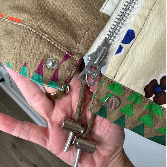 Sacai Tan Animal Mixed Print Patchwork Cotton Velvet Collar Zip Jacket 4 / XL - Picture 5 of 16